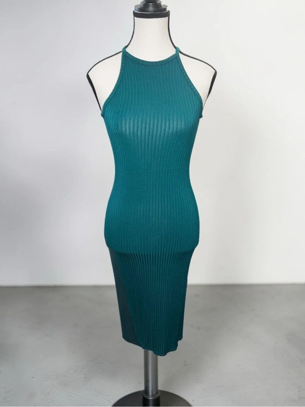Soprano Teal Ribbed Bodycon dress Size Small